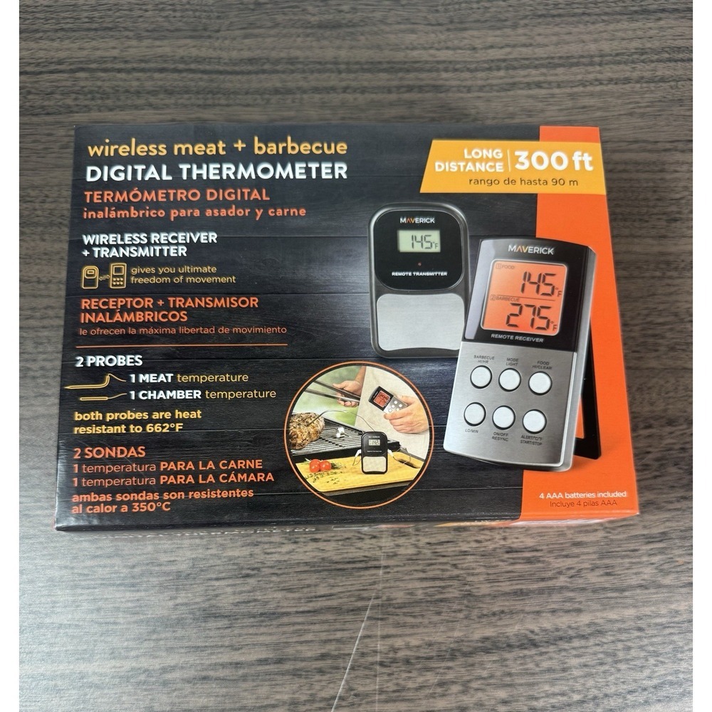 Maverick Wireless Meat‎ and BBQ digital thermometer dual probe 300 ft range NWT